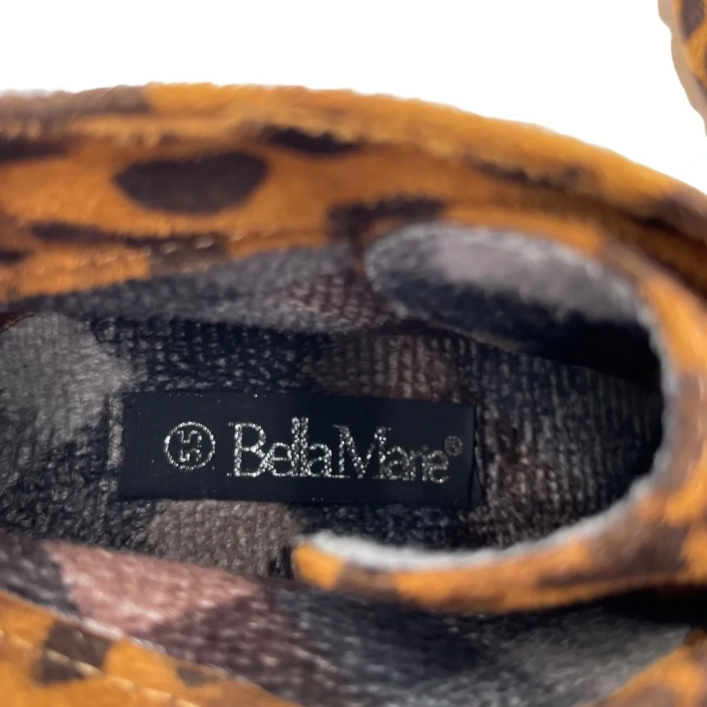 Bella Marie Girls Leopard Print Lace Up Wedge Heel Boot Size 5.5